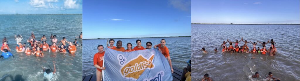 Goldfish Swim School team members never miss the opportunity to teach swim lessons and share water safety must-knows, especially with those in the remove fishing village of Gales Point.
